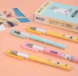 3x Moomin 0.38mm Erasable Gel Pens Stationery Kawaii Blue Ink UK seller - Picture 1 of 6