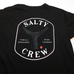 CAMISETA DE PESCA DE PECES SALTY CREW THRILL BUSCADORES DE RIESGOS para hombre M negra  - Imagen 1 de 4
