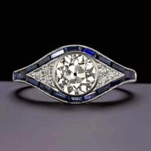 Art Deco Style Lab-Created Diamond Elegant Birthday Gift Ring 14K White Gold FN - Picture 1 of 9