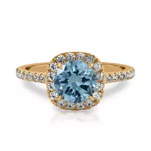 18k Yellow Gold Ring Round 1.50 Carat IGI Fancy Vivid Lab Grown Diamond Size 7 8 - Picture 1 of 12