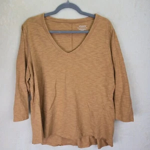 Chicos Ultimate Tee Womens Size Large (2) Casual Basic Gold Tan Bohemian - Picture 1 of 5