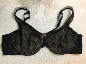 Cacique Modern Lace Underwire Black Nude Unlined Floral Lace Bra Size 40C - Picture 1 of 7