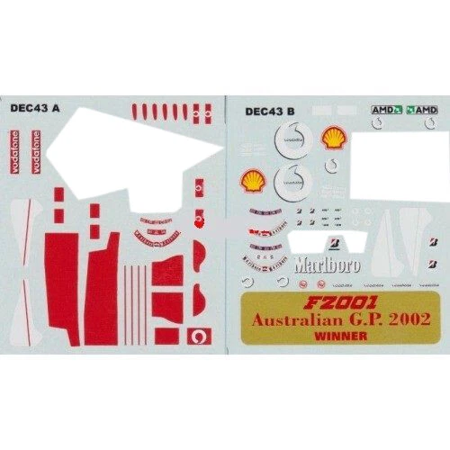 Sticker Bbr Dec 43 / B F1 2002 Ferrari F2001 Winner Australian GP-1/43 No Satz - Bild 1 von 1