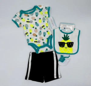 Baby Gear Sz 0-3m  Infant Boy Or Girl Clothing 4PC Set Cool Pineapple Design - Picture 1 of 12