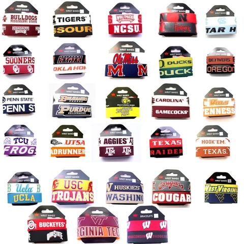 NCAA rubber wrist fan band 2 pack bracelet silicone pick your team Cover