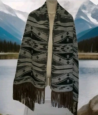 Steve Madden унисекс один размер юго-западный принт с бахромой руана шаль надежном богемное - Изображение 1 из 2