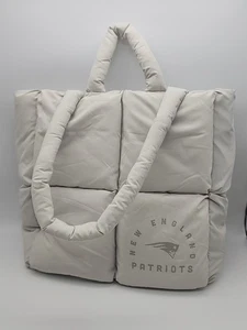 LOGO Brands NFL New England Patriots Puff Tote Hand Bag 14"X13" Ivory - NEW - Picture 1 of 12