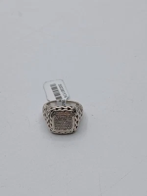 Anillo John Hardy Diamante Cuadrado Plata de Ley 925 Estilo Cadena Talla 7 Foto 1 de 4