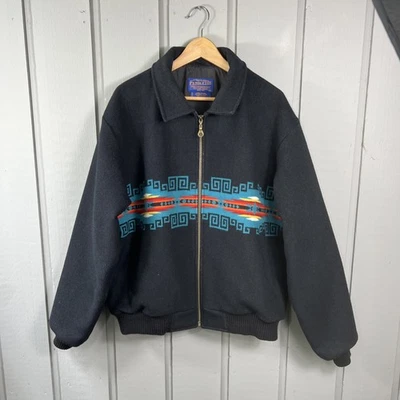 Chaqueta de bombardero de lana Navajo Western vintage Pendleton WOOLEN MILLS AÑOS 90 PARA HOMBRE XL Foto 1 de 4