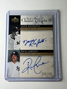 2004 Upper Deck Yankees Classic Scripts 2 Auto Dave Righetti Rick Cerone /100 - Picture 1 of 2