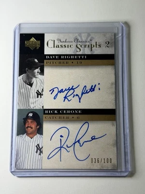 2004 Upper Deck Yankees Classic Scripts 2 Auto Dave Righetti Rick Cerone /100 - Image 1 of 2