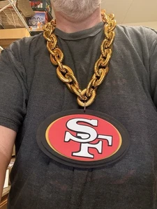 New NFL San Fransico 49ers Big Fan Chain GOLD Necklace Foam USA SELLER - Picture 1 of 9