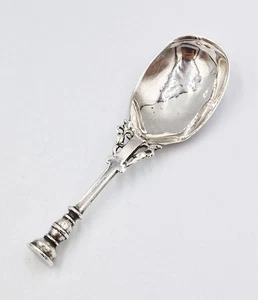 ARTS & CRAFTS SOLID SILVER SEAL-TOP CADDY SPOON c1940 Poss AMY SANDHEIM - Picture 1 of 7