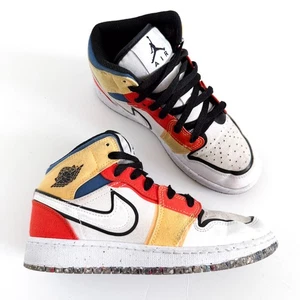 Nike Air Jordan Retro 1 Mid SE 'Multicolor Canvas' DV1316-100 GS Size 4 Youth - Picture 1 of 7