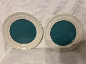 Isaac Mizrahi 10 3/4" Essteller weiß mit türkisblau innen 2er Set Karibik - Bild 1 von 13