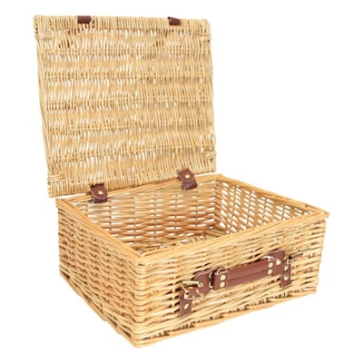 Empty Natural Wicker Gift Hamper Basket with Lid - Picnic, storage - 36x30x16cm - Image 1 of 4