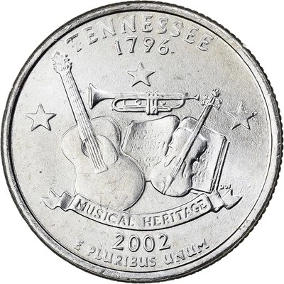 [#396634] United States, Quarter, 2002, Philadelphia, Tennessee 1796, Copper-Nic - Image 1 of 2
