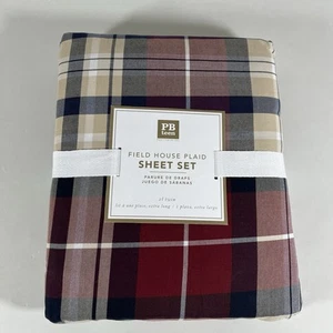 NEU Pottery Barn Teen Field House Plaid XL TWIN Bettwäsche Set, rot marine beige grün - Bild 1 von 10