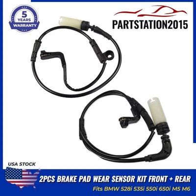 2PCS For BMW 528i 535i 550i 650i M5 M6 Brake Pad Wear Sensor Kit Front + Rear - Image 1 of 4