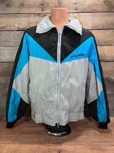 POLARIS Winter Wear COAT Men's LARGE LONG Blue & Black VINTAGE 1990's SWEET! - Picture 1 of 18