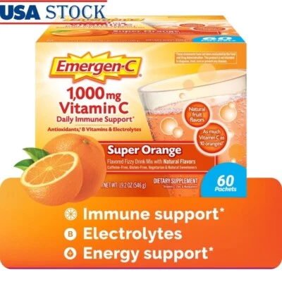 1000mg Vitamina C Polvo Apoyo Inmunológico Súper Naranja 60 Paquetes Vitaminas B Nuevo Foto 1 de 4