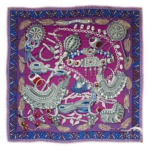 HERMES Cashmere Silk Shawl Scarf 140cm Zenobie Reine de Palmyre Purple Multi 036 - Picture 1 of 5