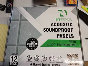 TriDeez - 12 Pack Self-adhesive Acoustic Panels 12" X 12" X 0.4" - Sound Proof F - Picture 1 of 10