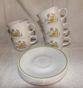 Corelle Springwiese 5 Tassen 7 Untertassen Top gebrauchter Zustand - Bild 1 von 11