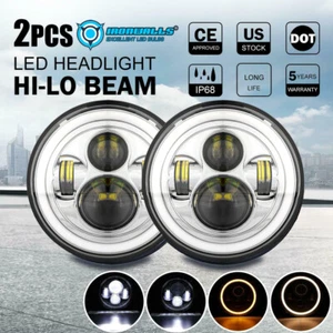 DOT 7" INCH Round LED Headlights Hi/Lo Chrome For Ford F-100 F-150 F-250 F-350 - Picture 1 of 12