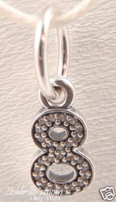 Nummer 8 Acht Authentisch Pandora Sterlingsilber/Cz Anhänger Dangle-Charm Neu - Bild 1 von 3