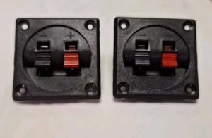 (2) SQUARE JACK TERMINAL CUP SCREW SPEAKER SUBWOOFER BOX SPRING LOADED TCSS - Picture 1 of 3