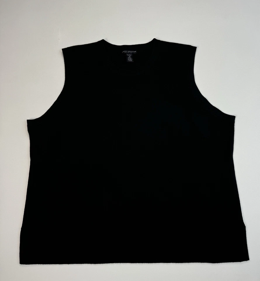 Suéter Sarah Spencer Para Mujer 3X Mezcla de Lana Sin Mangas Negro Clásico Informal Foto 1 de 4