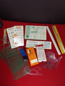21pc Vintage Drafting Engineer Lot Slide Charts Templates Mechanical Pencils - Picture 1 of 12