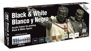 Vallejo CONFEZIONE 8 COLORI DA 17 ml BLACK & WHITE kit di colori per modellismo - Picture 1 of 4