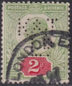 GRAN BRETAÑA Sc # 130b USADO - 2p VERDE PROFUNDO Y ROJO, REY EDUARDO VII - Imagen 1 de 1