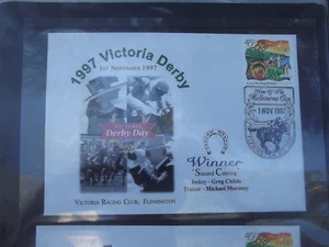 HORSE RACING COVER 1997 VICTORIA DERBY FLEMINGTOM POSTMARK - Picture 1 of 1