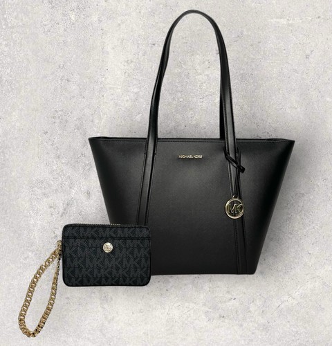 Borsa Michael Kors shopper portafoglio jet set pratt catena nera nuova