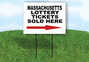 MASSACHUSETTS STATE LOTTERY TICKETS RIGHT ARROYard Sign w Stand LAWN SIGN Single - Foto 1 di 5