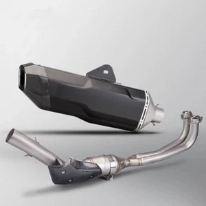 Whole System Black Muffler Exhaust Header Pipe FOR YAMAHA TMAX 560 2015-2023 - Picture 1 of 6