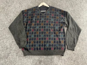 Consensus Sweater Mens Large Gray Wool Blend Grandpa Vintage Pullover N107 - Picture 1 of 10