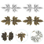 4 Pairs Cardigan Brooch Clips Maple Leaf Button Buckle Cloak Vintage