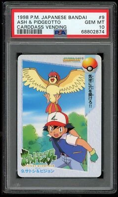 Pokemon Japanese Carddass 1998 009 Ash & Pidgeotto 9 Card Bandai PSA 10 68802874 - Image 1 of 2