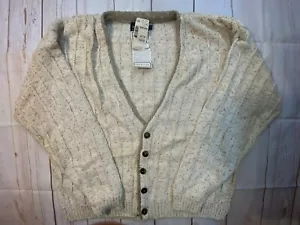 vintage tony lambert design mens sweater cardigan beige cream cotton NWT XL USA - Picture 1 of 8