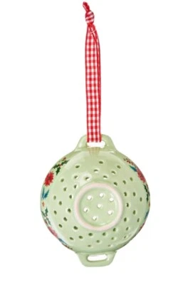 Pioneer Woman Christmas Ornament Decoration Colander Ceramic  Floral 3.75" - Image 1 of 3