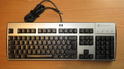 HP Tastatur USB Keyboard KUS0133 Schwarz/Silber Smart Card Reader QWERTZ - Bild 1 von 2