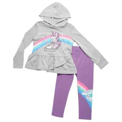 Conjunto de sudadera con capucha y leggings Converse para niñas pequeñas unicornio talla 3T Foto 1 de 4