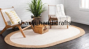Hand Woven Braided Natural Jute Rug Oval Home Decor 48x72 Inches Area Rug Carpet - Picture 1 of 5