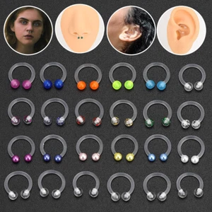 24pcs Nose Hoop Ring Clear Septum Acrylic Lip Tragus Helix Daith Retainers 16G - Picture 1 of 7