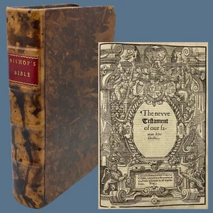1574 Folio Bishops’ Bible With Fold Out Map, Woodcuts, Titles - Third Edition - Picture 1 of 12