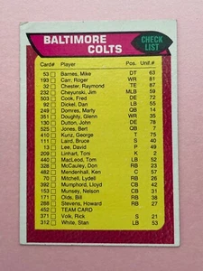 Lista de verificación #452 Topps Football Baltimore Colts 1976 - Imagen 1 de 2